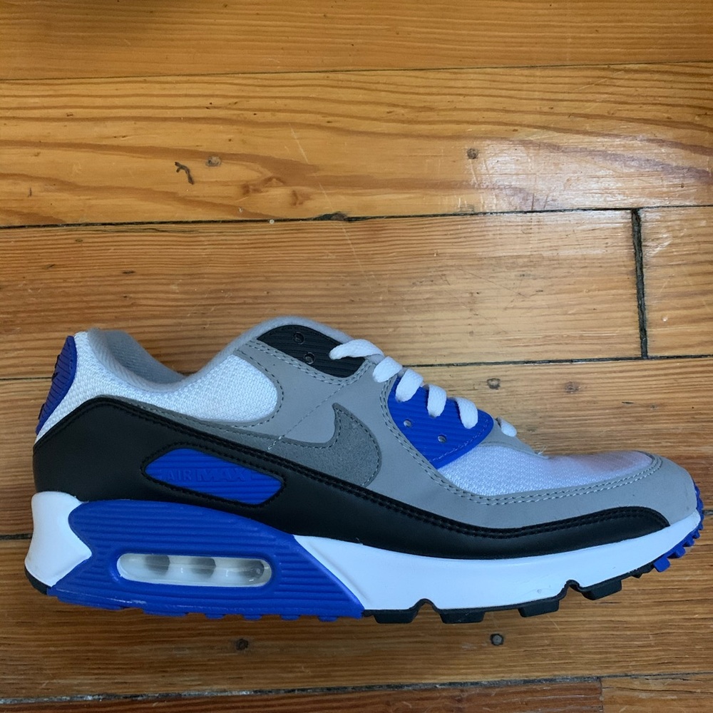 Blue and white nike air max 90